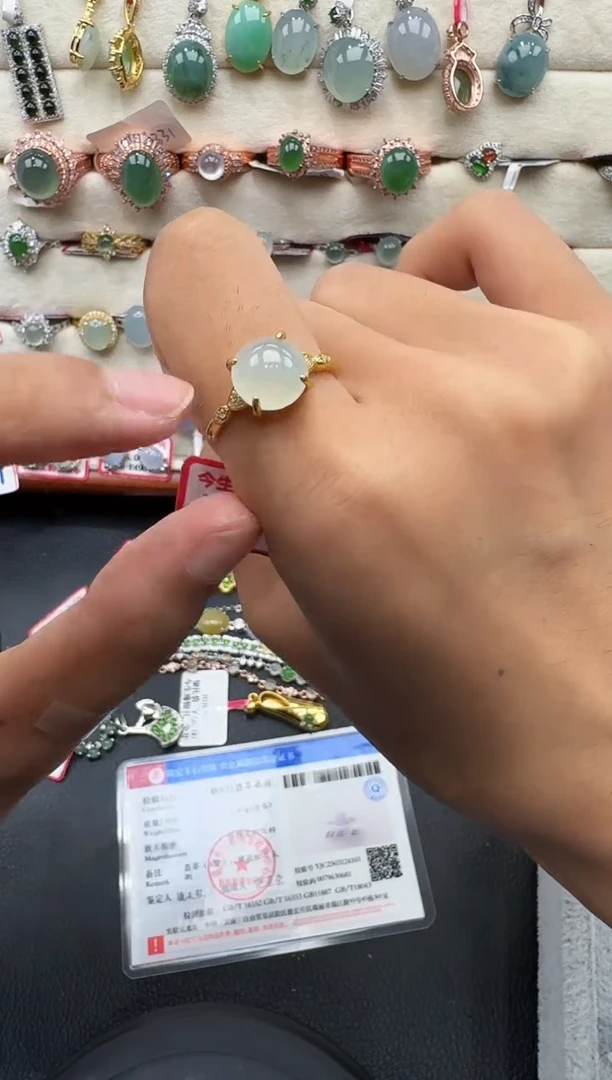 翡翠戒指银S925镶嵌戒指6