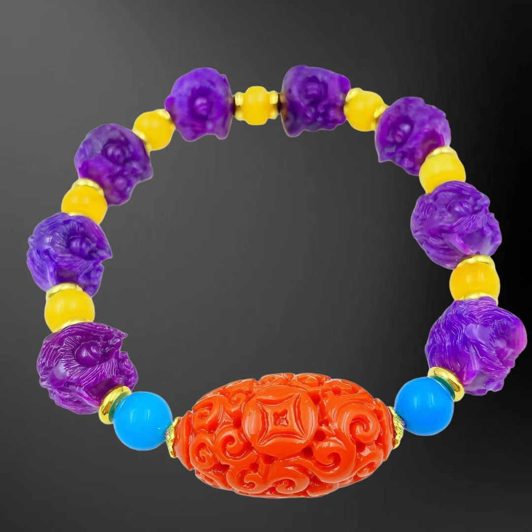 皇家紫舒俱玛瑙醒狮路路通手串S1288J