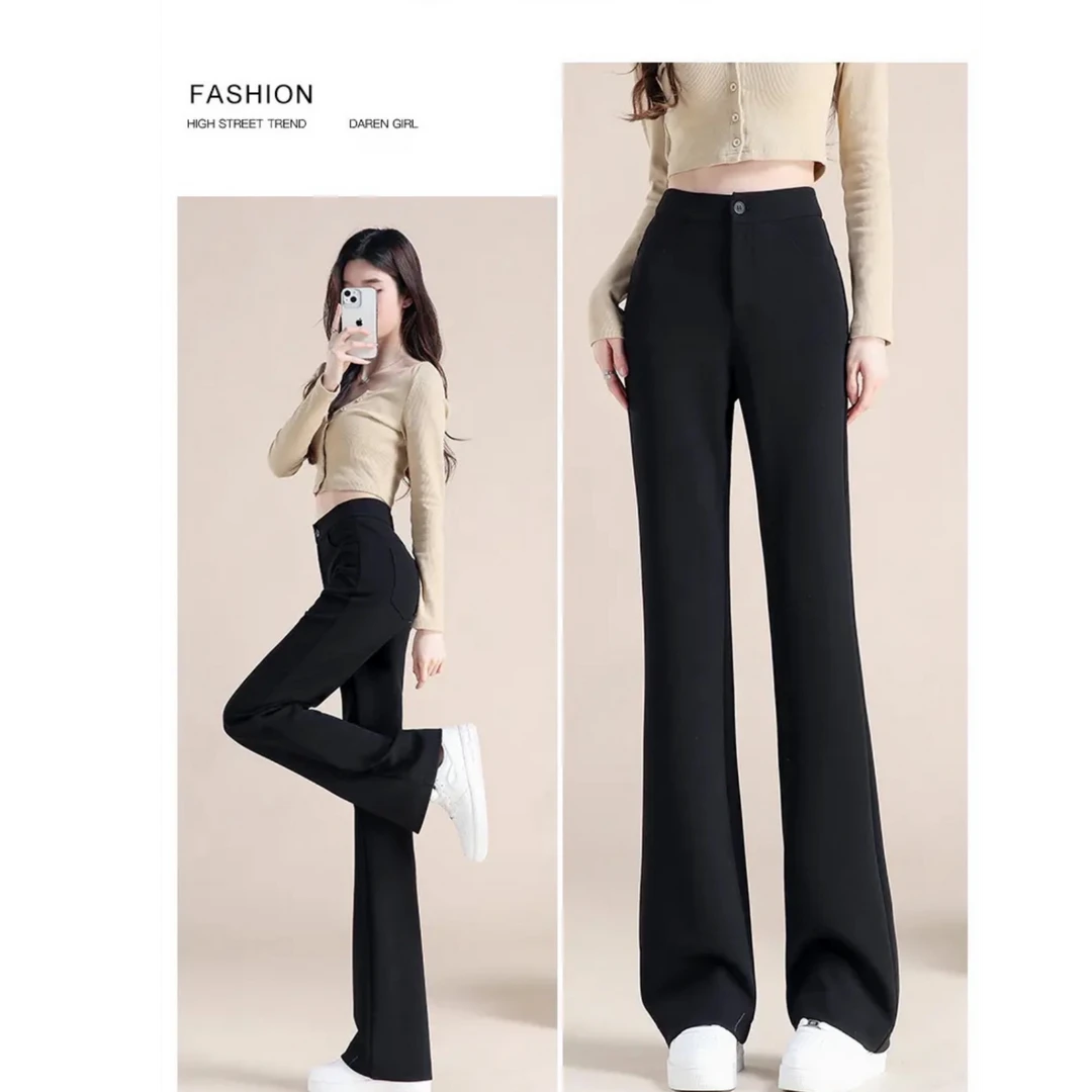 【现货】冰丝喇叭裤女夏季大码显瘦高腰垂感西装微喇裤子坠感