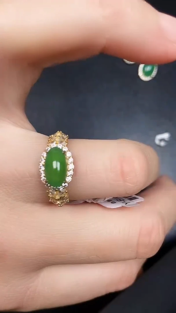 银S925镶嵌戒指翡翠3860