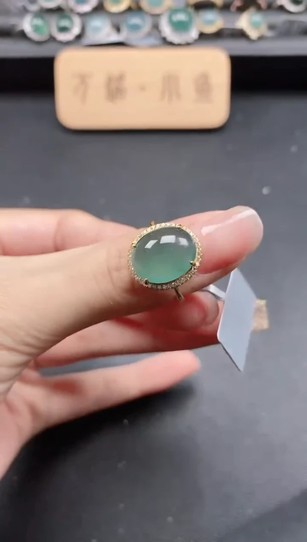 翡翠戒指银S925镶嵌5115