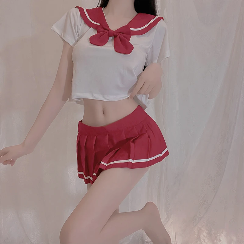 性感学妹超短百褶裙清新可爱女学生制服套装夏季日系夏装白色短款