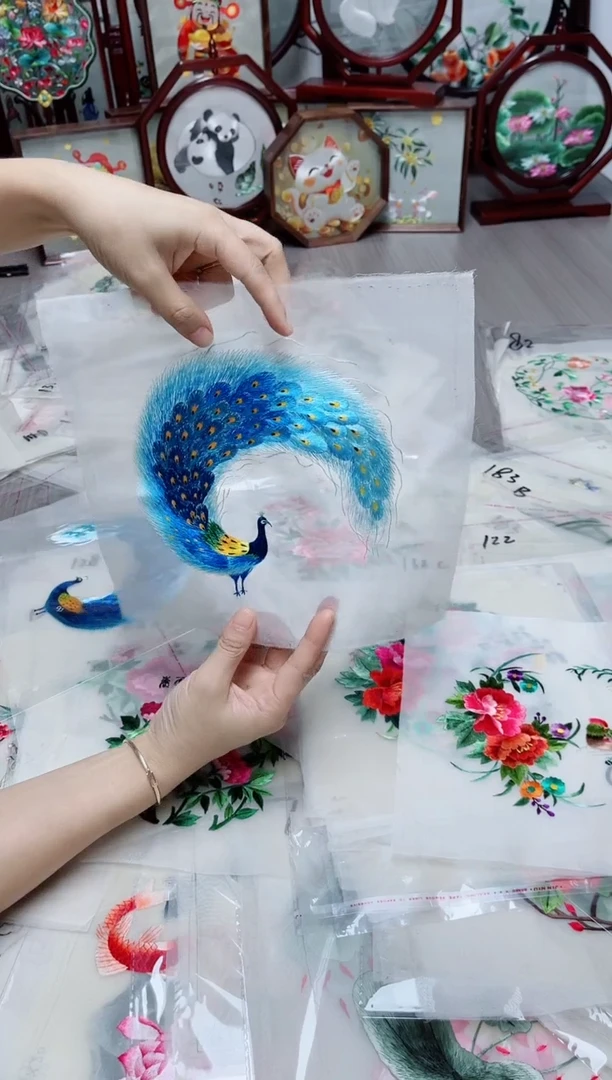 织绣纯手工苏绣双面绣绣布