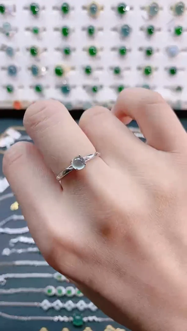 【闪购商品】翡翠戒指银S925镶嵌天然翡翠