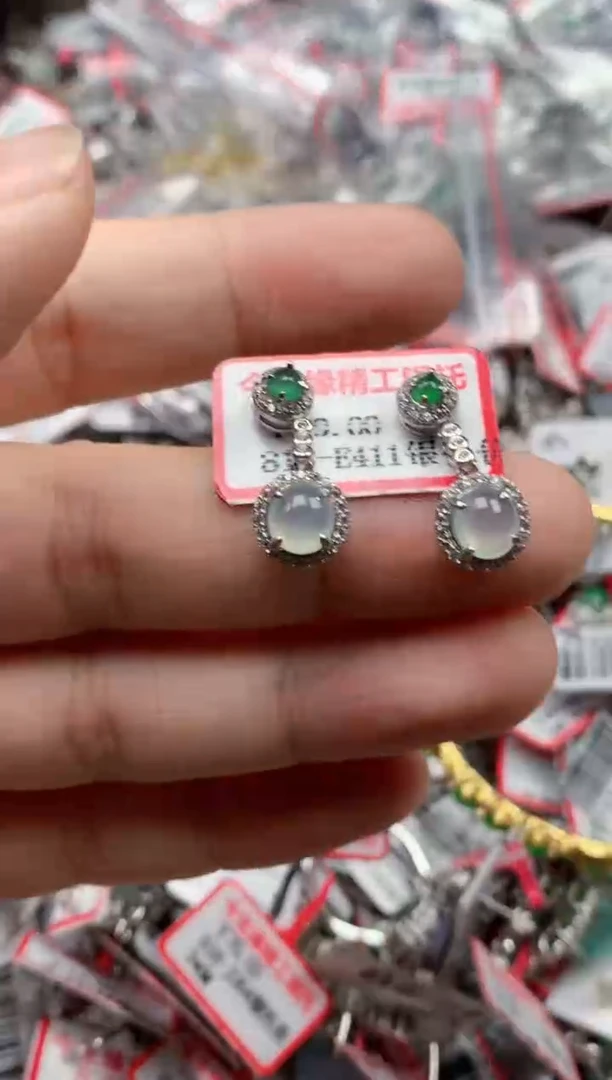 银S925镶嵌戒指翡翠天然A货缅甸翡翠