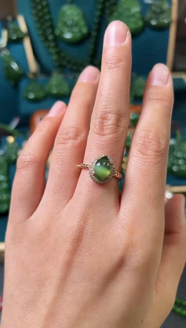 【闪购商品】和田玉（碧玉）戒指银S925镶嵌碧玉