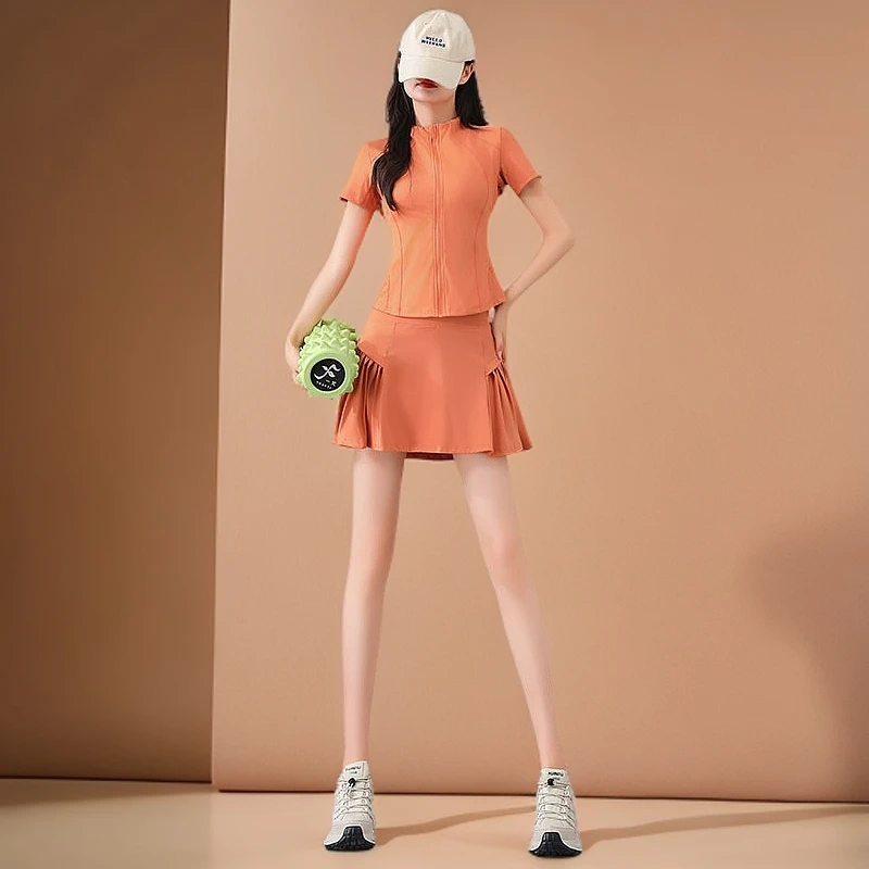 运动套装夏季速干健身高颜值瑜伽网球休闲短裙女跑步羽毛球服短袖