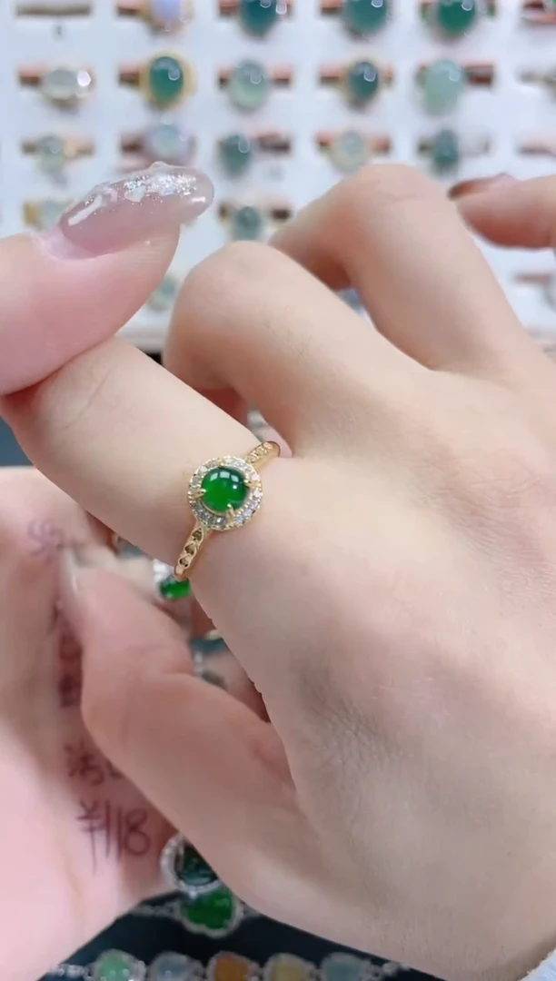 银S925镶嵌戒指翡翠天然翡翠