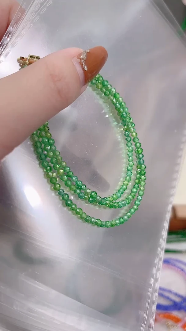 银S925镶嵌手链尖晶石三圈深浅尖晶99