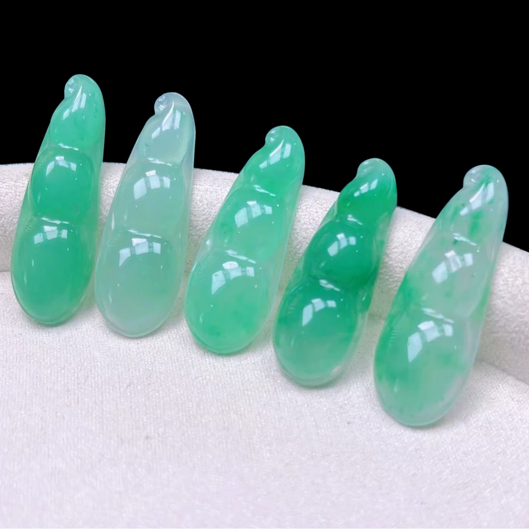 【618抢先购】天然非洲翠高冰飘花挂坠~福豆（多样性发其一，赠绳）