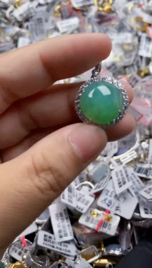 翡翠戒指银S925镶嵌5555     8