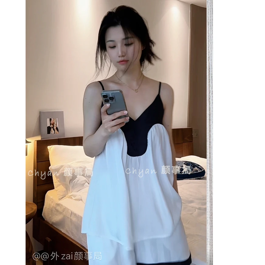 颜事局【入夏】新款吊带短裤睡衣女冰丝套装小众轻奢高级感家居服