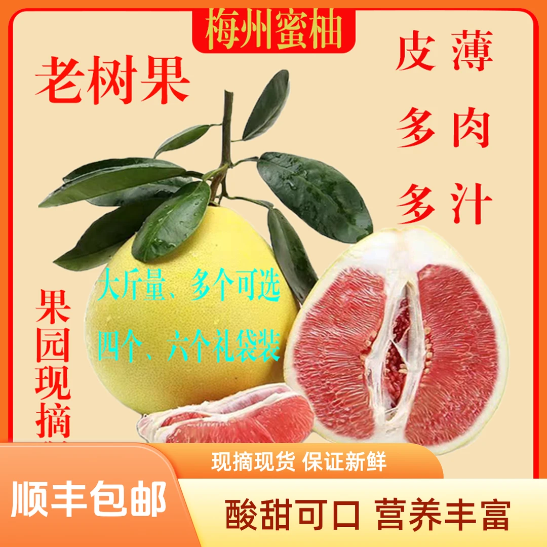 梅州白心红心蜜柚老树果酸甜可口粒粒爆汁营养丰富孕妈老少皆宜