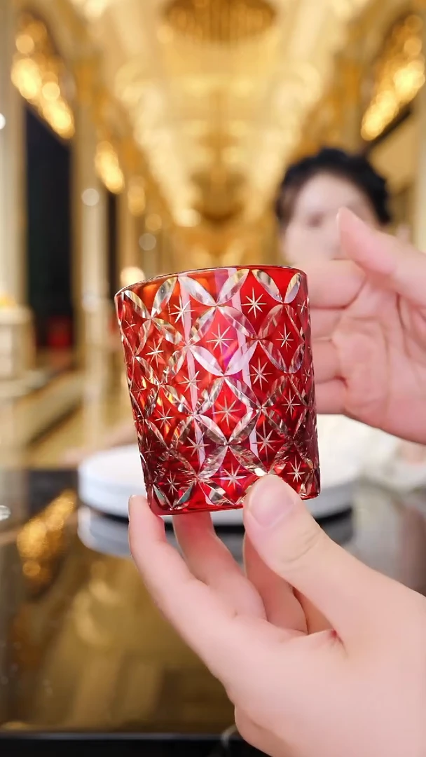 摆件AJ1116061红色刻花杯子