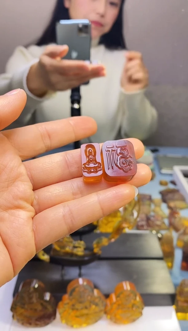 【闪购商品】琥珀颈饰未镶嵌SN2-69（悟道+福）手机挂