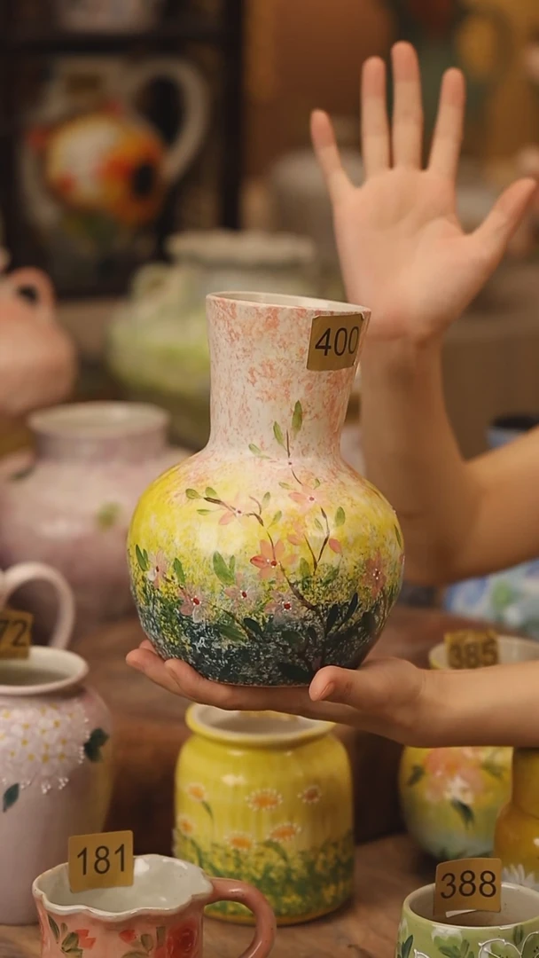 陶瓷400景德镇设计师手作花器摆件侘寂风