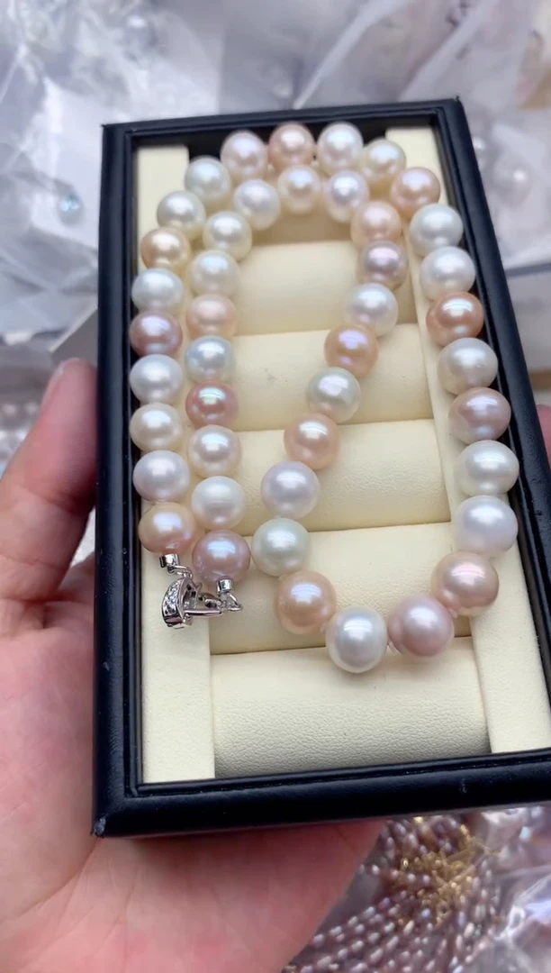 项链银S925镶嵌淡水珍珠，非无暇