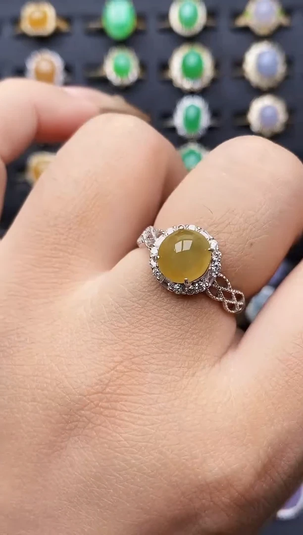 银S925镶嵌戒指翡翠3056