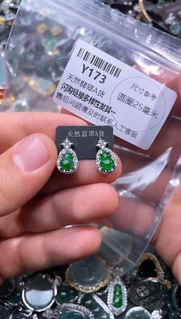 【闪购商品】翡翠颈饰未镶嵌Y173耳钉