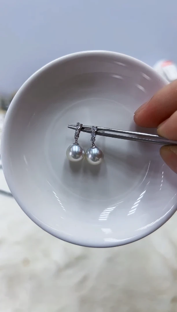 18K金镶嵌海水珍珠DA耳饰@@