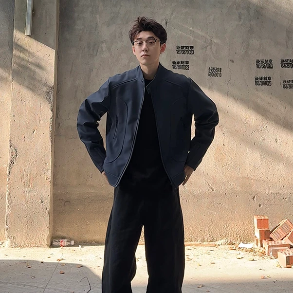 2025秋男女机车款cleanfit短宽版型夹克工装外套复古美式ins秋季