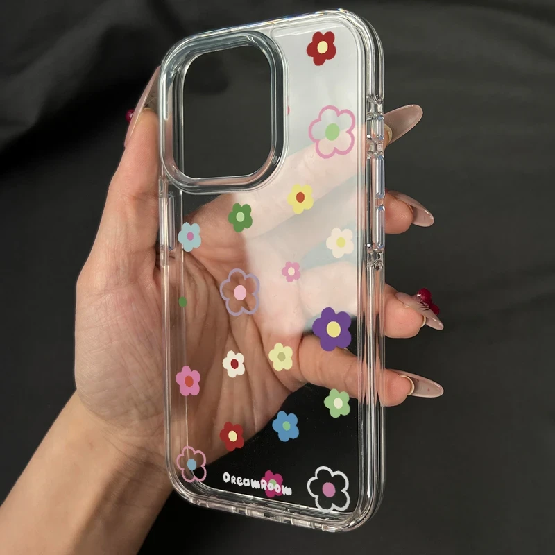 夏日彩虹小花适用苹果16promax苹果15手机壳14plus13/12/11透明xs