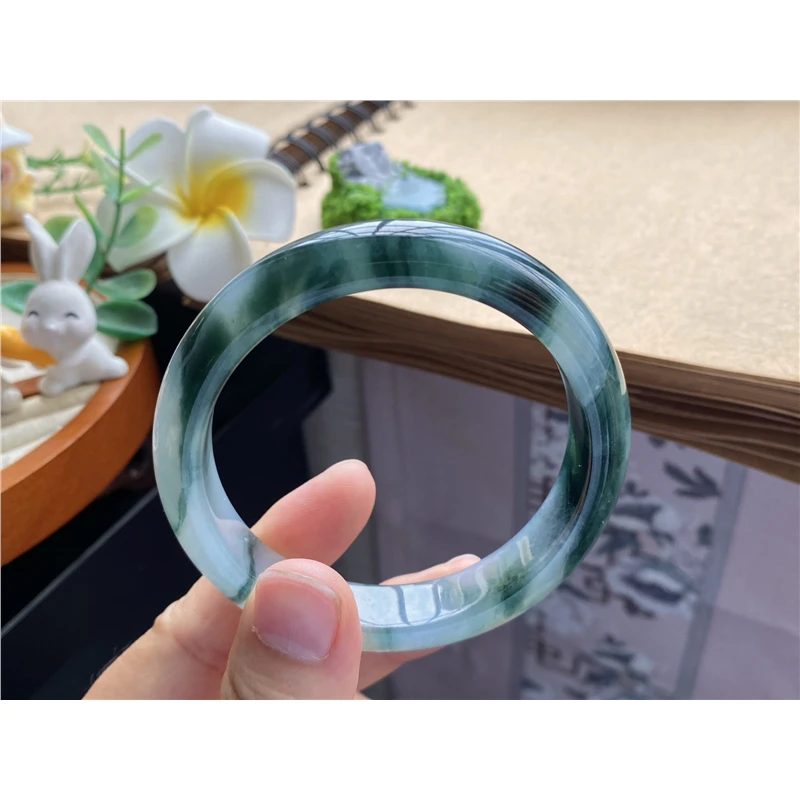 天然翡翠805批次6422号58-12.6-8.2！凝天地之墨！最天然翡翠手镯