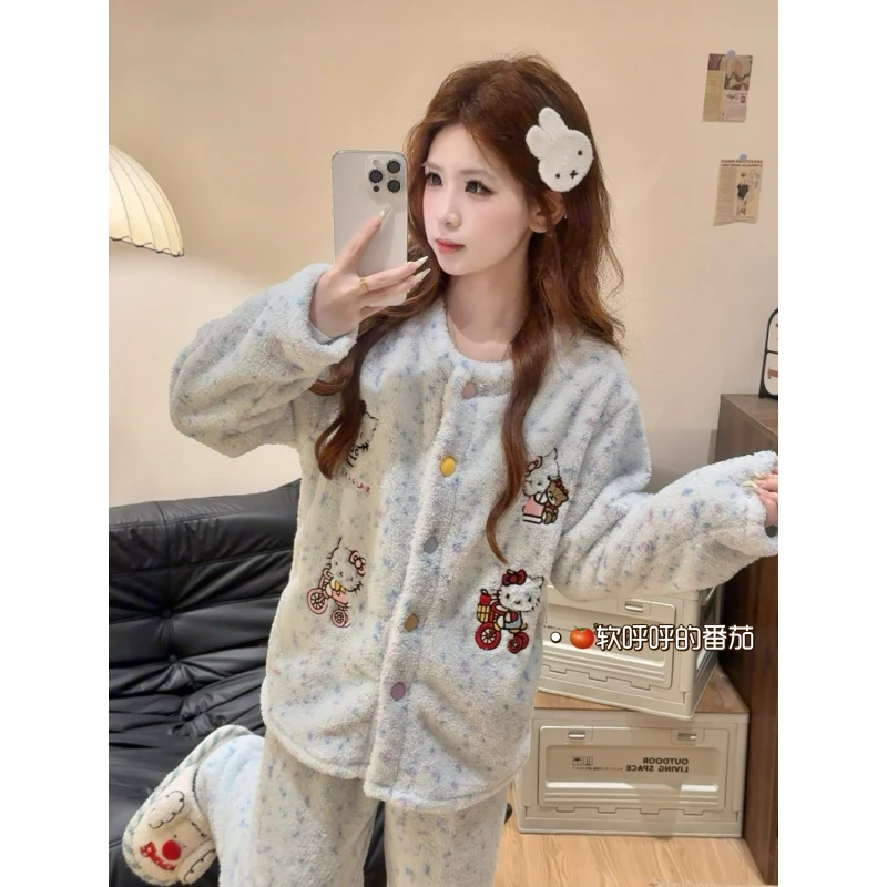 蓝椰KT｜珊瑚绒睡衣女秋冬季加绒加厚卡通2025新款可外穿家居服