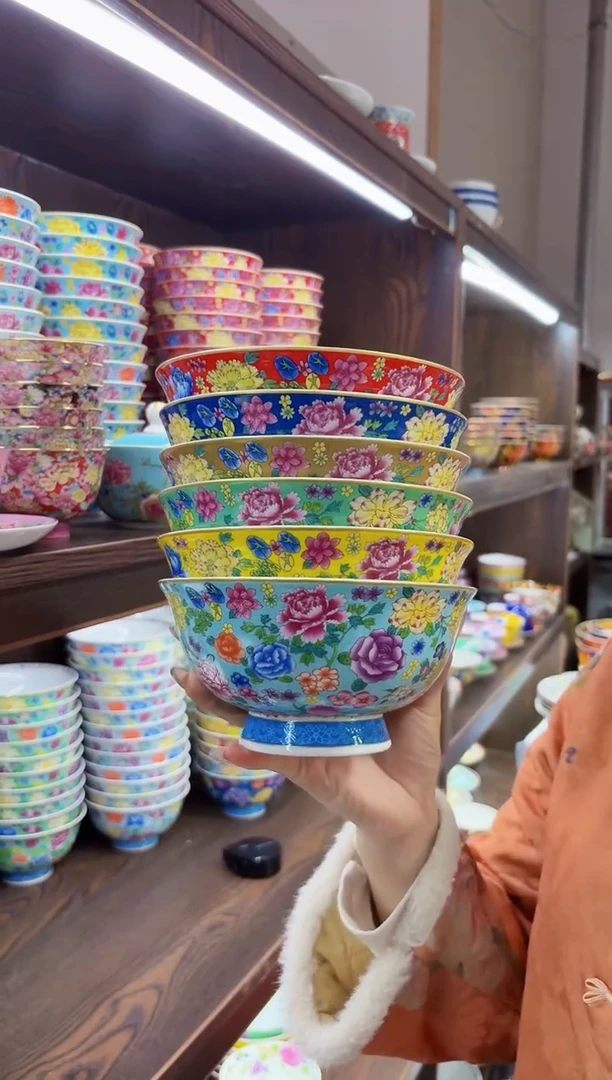 珐琅6英寸面碗6个景德镇陶瓷