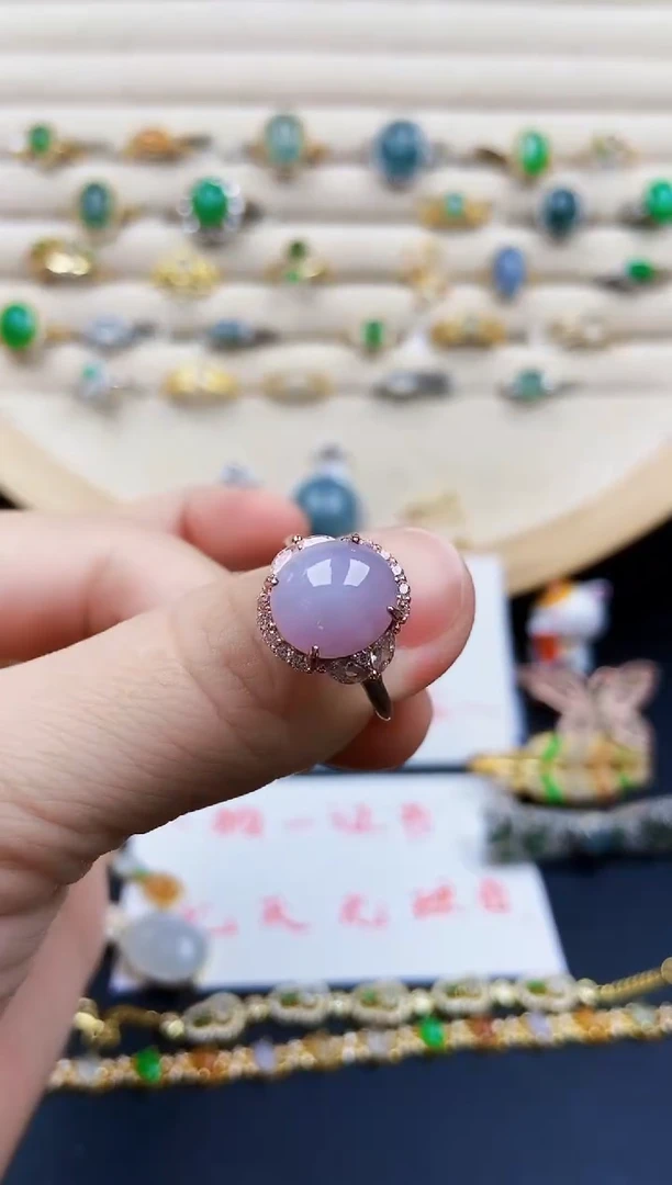翡翠戒指银S925镶嵌12