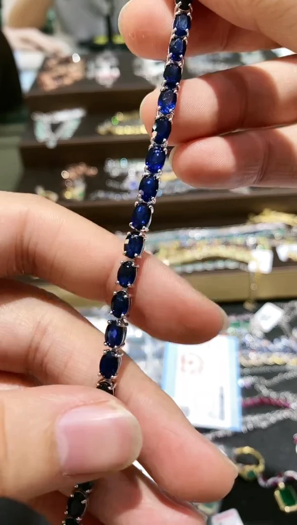 【闪购商品】蓝宝石手链银S925镶嵌手链