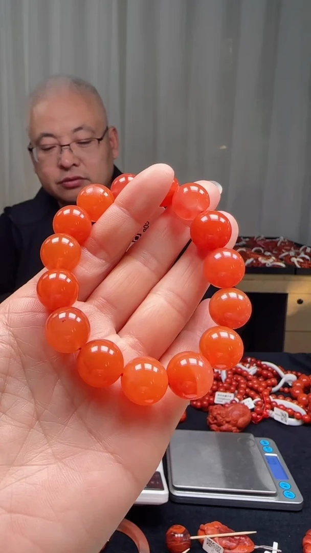 未镶嵌多样性发一件南红玛瑙14mm保山柿子红圆珠单圈