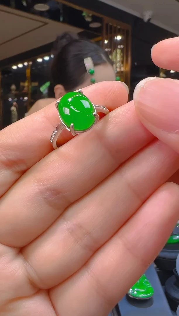 翡翠戒指银S925镶嵌014（多样性发其一）