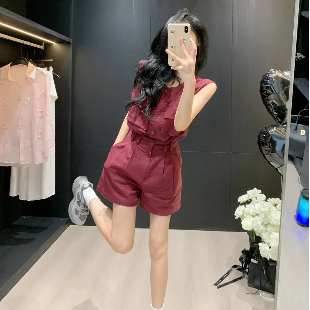 夏季2025年爆款时尚气质小个子套装女休闲上衣短裤盐系轻熟两件套