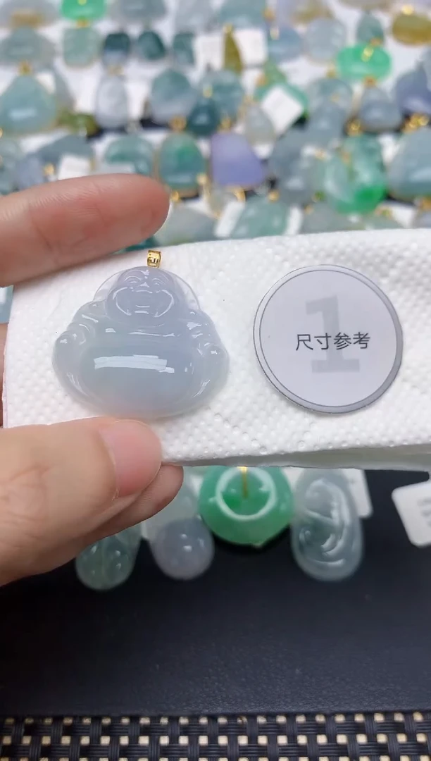 翡翠18K金镶嵌颈饰天然缅甸A货翡翠
