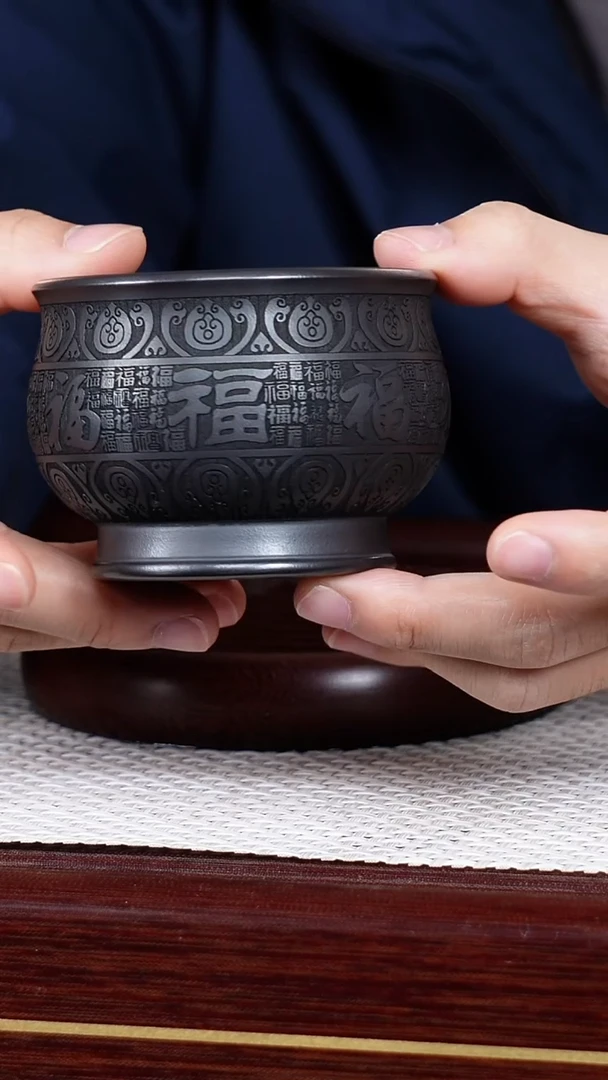 茶杯紫砂宜兴原矿紫砂 全手工制作