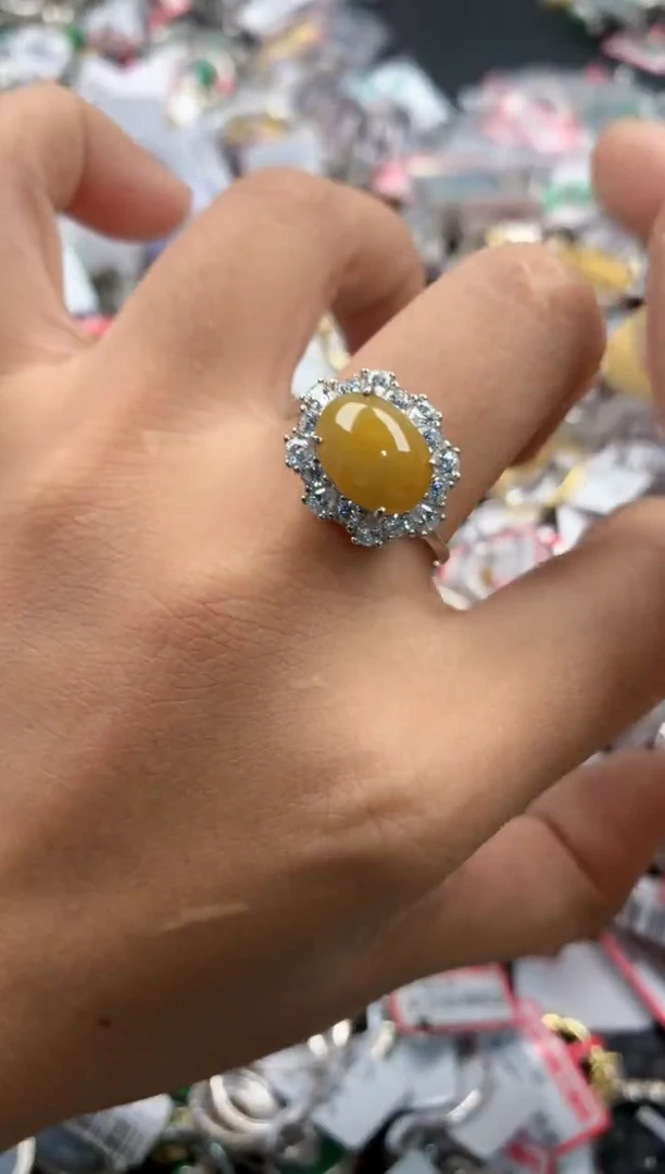 银S925镶嵌戒指翡翠333               10