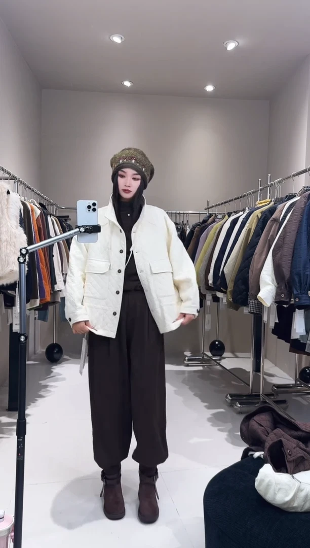 中长款棉服米色00