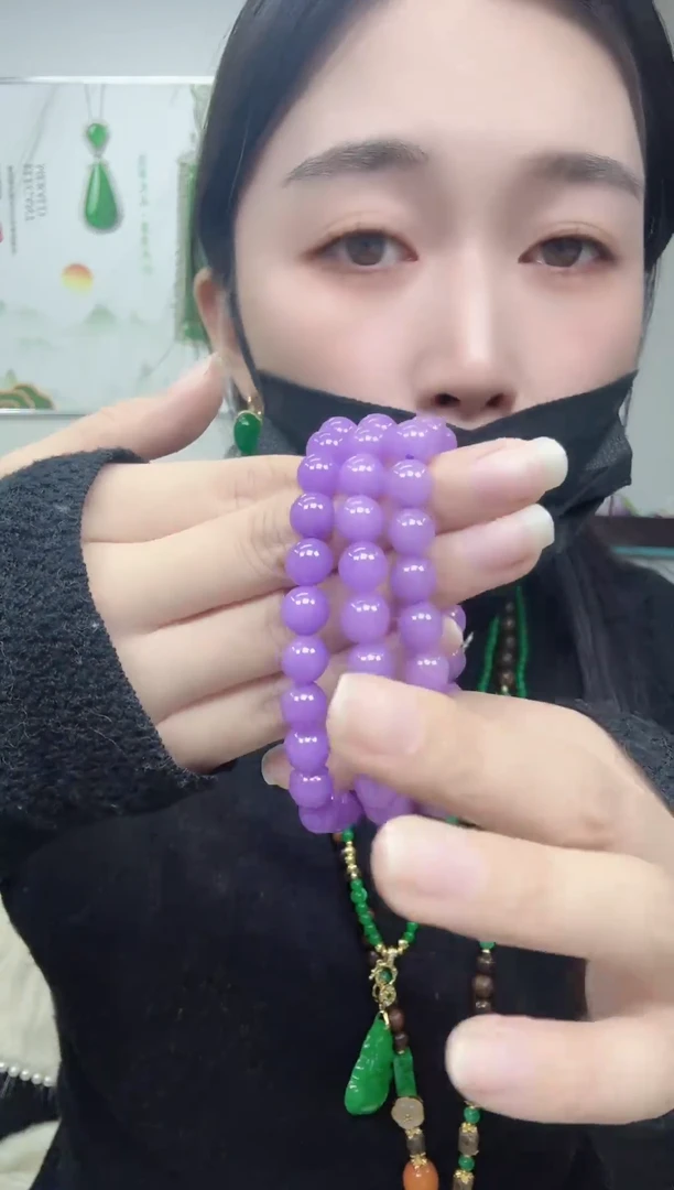 颈饰未镶嵌翡翠8mm紫串