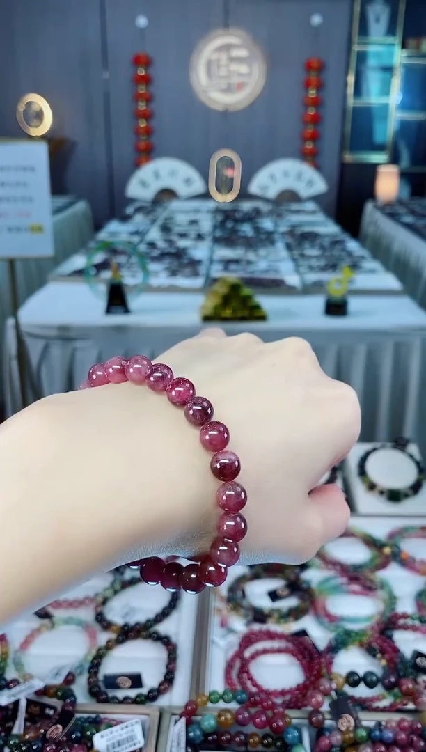 未镶嵌老矿碧玺色标彩虹透体单圈手串8mm+碧玺dan多样性发货一条
