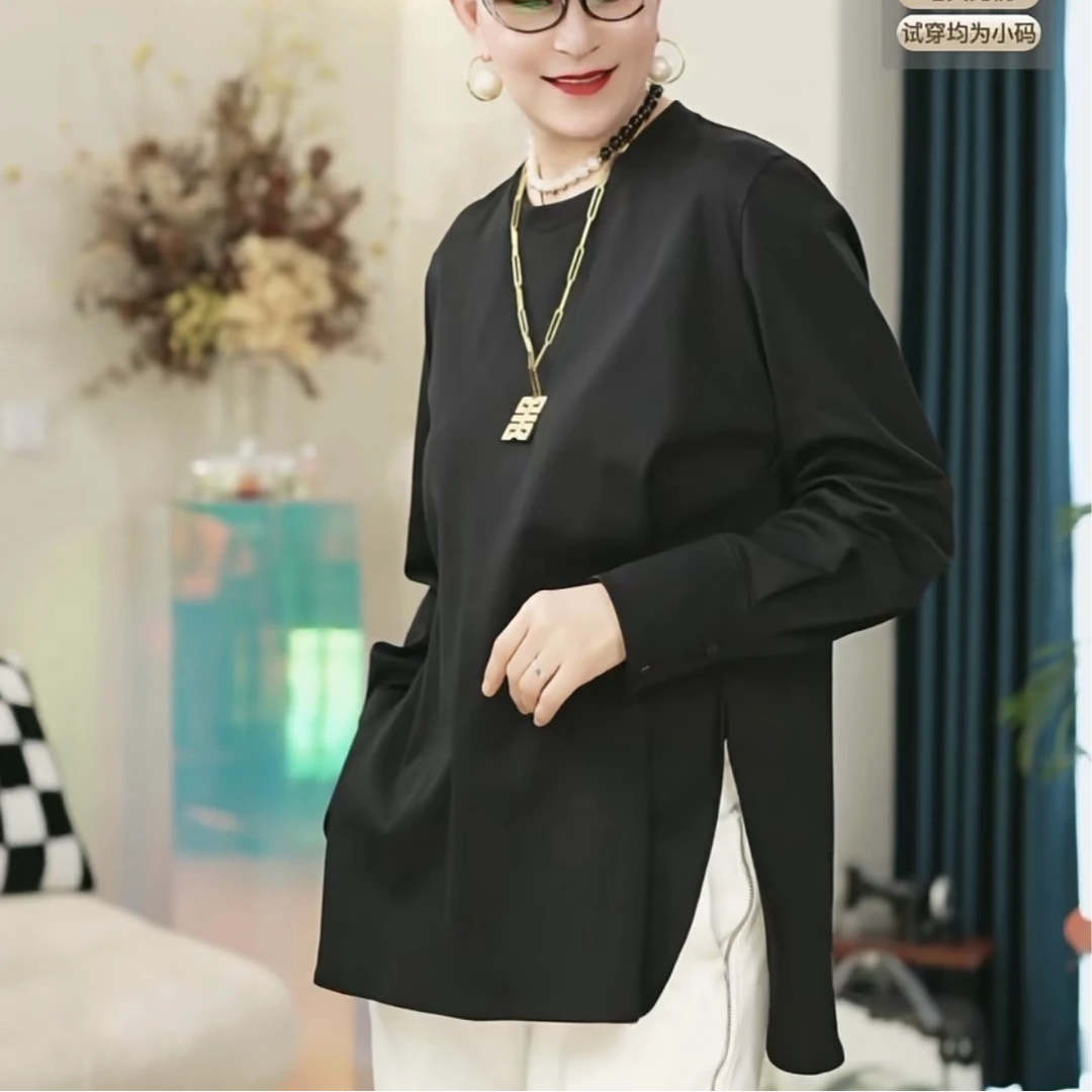 爱舞服饰 纯色开叉打底衫