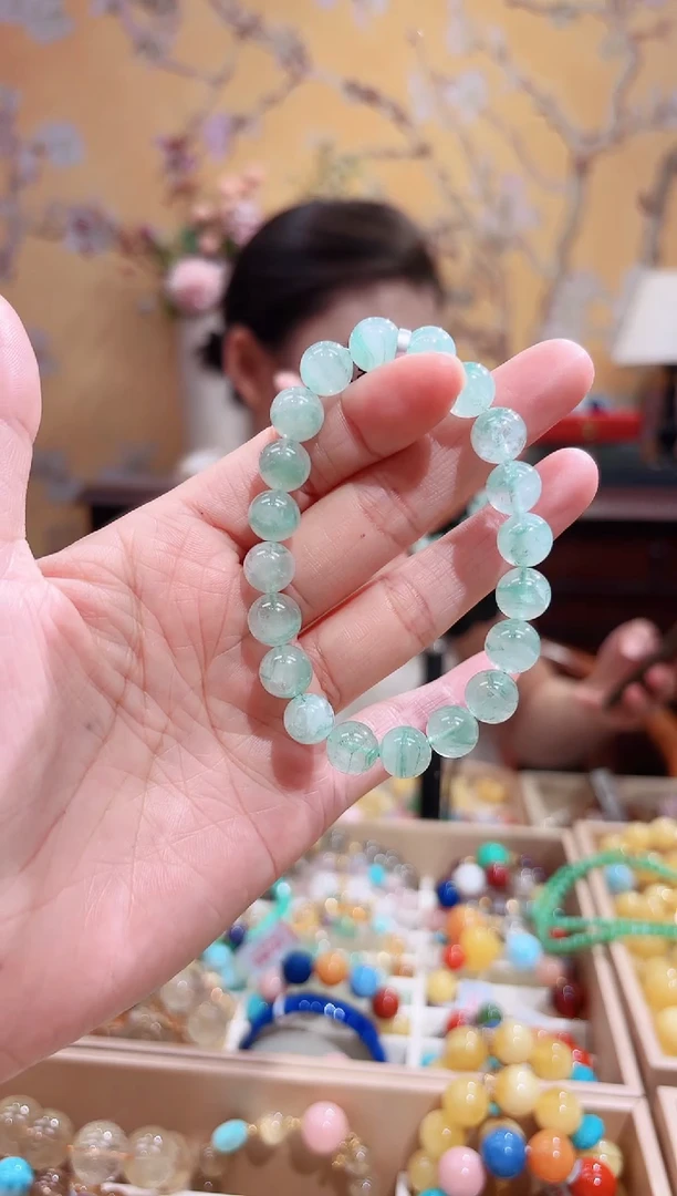 未镶嵌手链水晶天然翠幽灵设计款9咪+