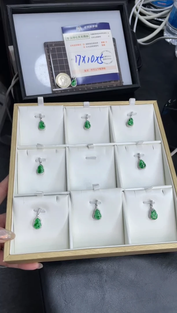 【闪购商品】翡翠挂件银S925镶嵌葫芦FL13配绳/多样性发其一CP