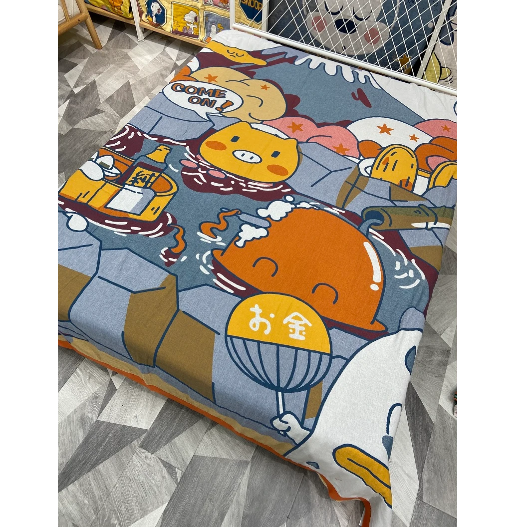 卡通猪 网红家用纯棉加大色织柔软舒适纱布床盖230*250