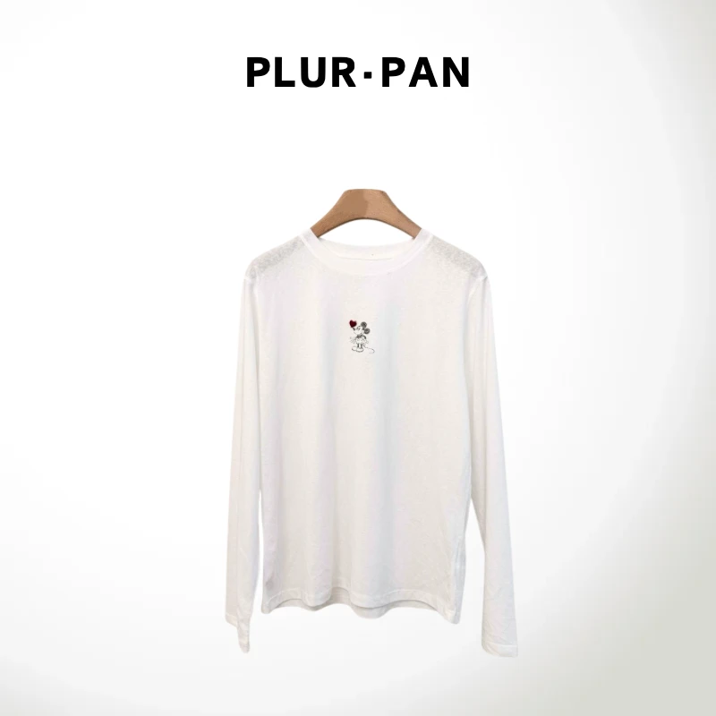 PLUR·PAN基础款米老鼠印花圆领长袖 t