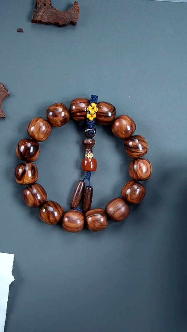 手串/手链黄花梨/降香黄檀15单圈海黄虎皮乱纹老糠梨孤品收藏