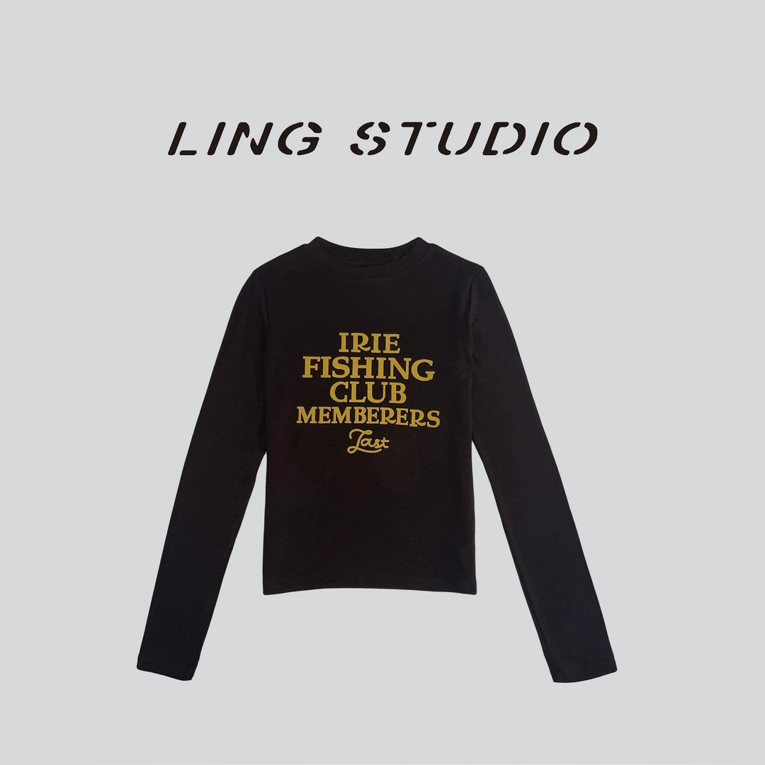 LING/STUDIO『潮妹妹』秋季字母减龄时尚圆领长袖打底T恤5091178