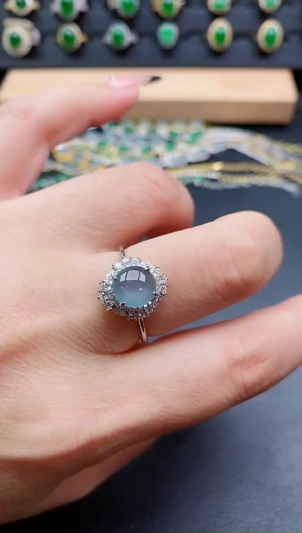 银S925镶嵌戒指翡翠1