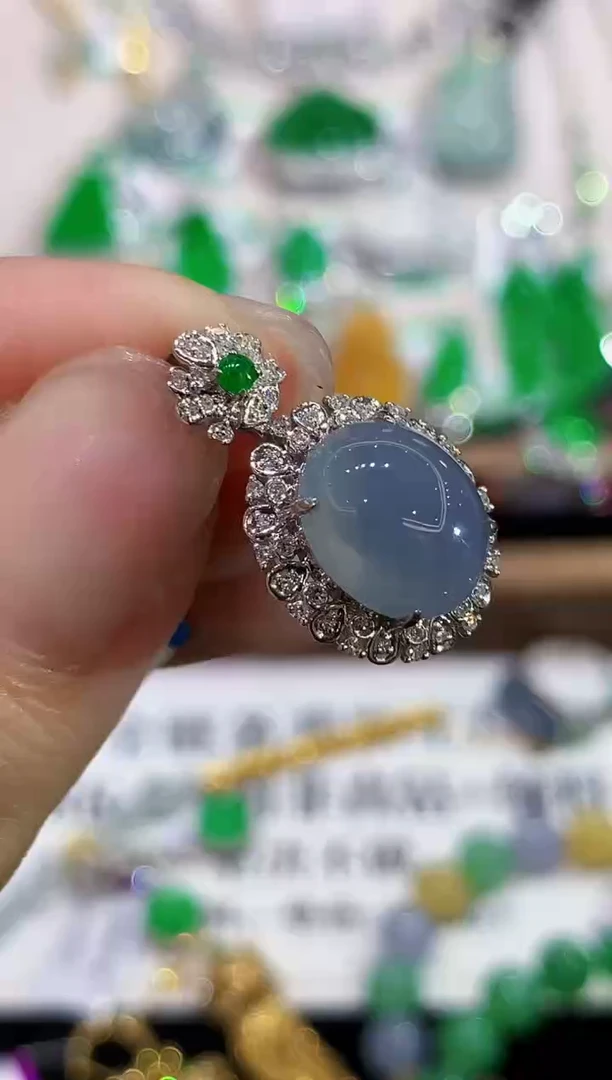 吊坠(不含链)18K金镶嵌翡翠L2164多样性发其一