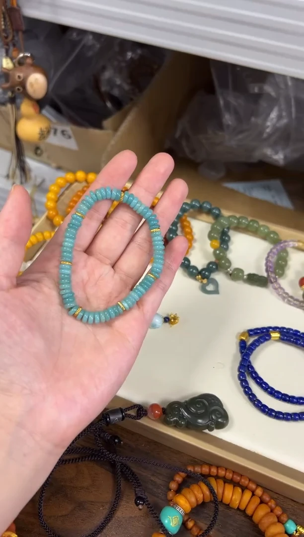 手链未镶嵌天河石老矿天河石精工蝶珠款手链